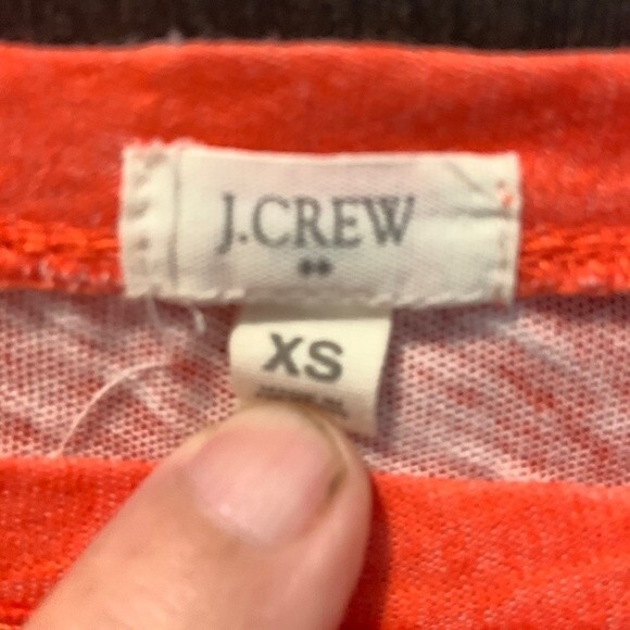 J. Crew Womens Orange White 3/4 Sleeve Scoop Neck Striped T-shi… - Picture 2 of 7